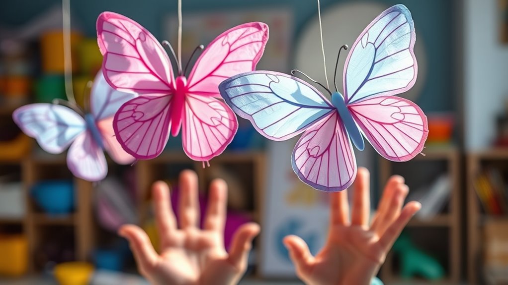 colorful tissue paper butterflies