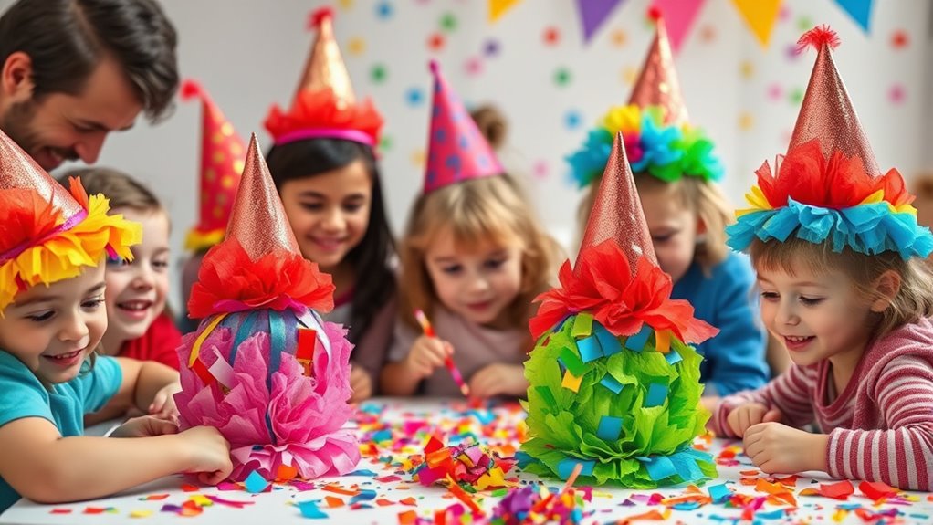 colorful tissue paper hats