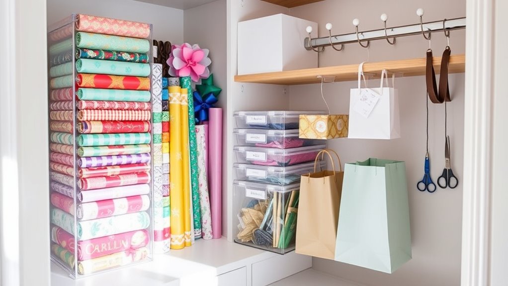 efficient gift wrap storage