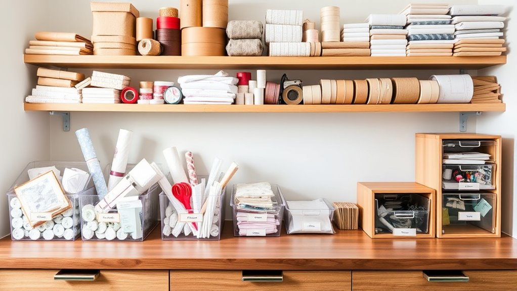 organized packaging supplies station