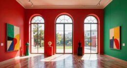 color enhances gallery interiors