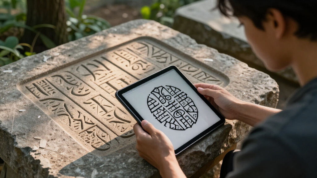 The Creative Fusion Of AI And SVG Carving In 'The Runestone Field'
